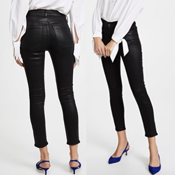 AGolde Sophie cropped High Rise Skinny Coated Wax Jeans 29 - Picture 1 of 12